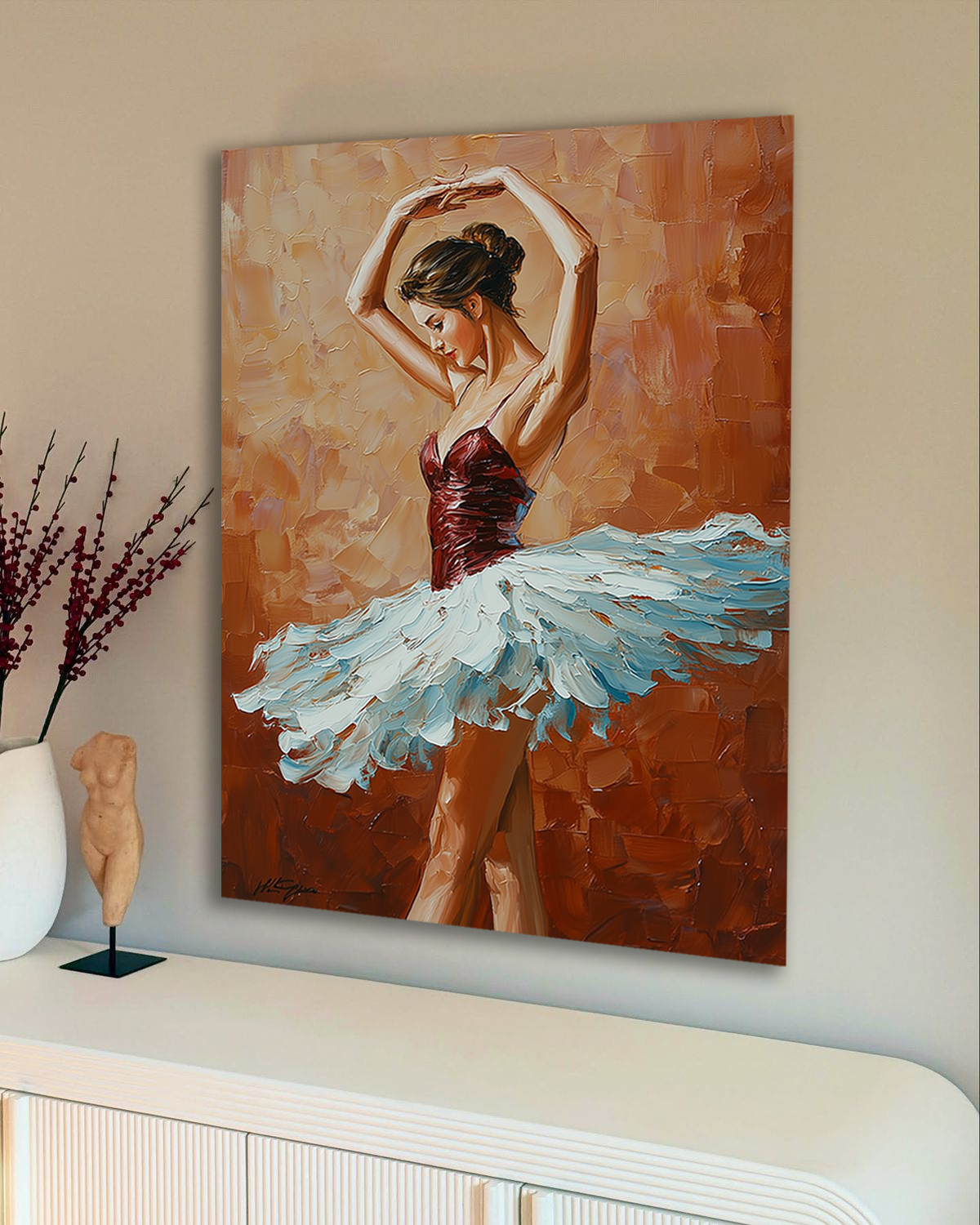 Elegance in Motion – Ballerina in White Tutu Canvas Art
