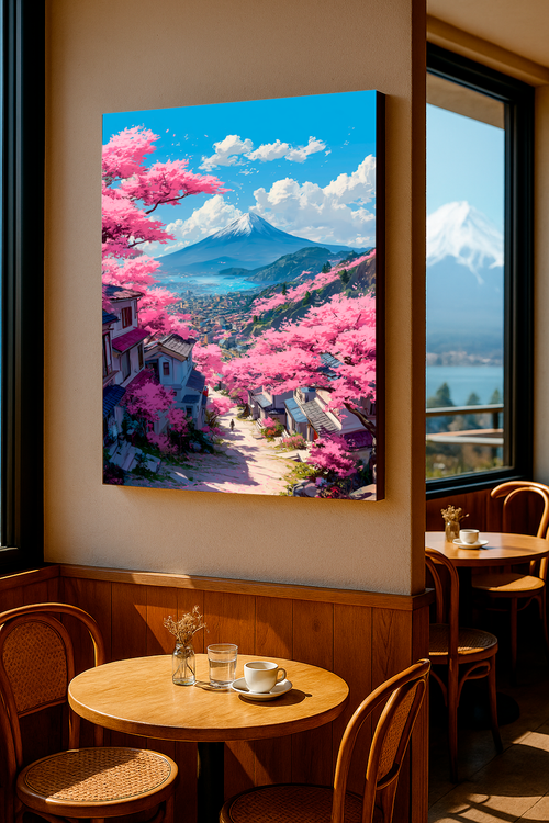 "Blossom Path to Fuji" — Cherry Blossom Street & Mount View