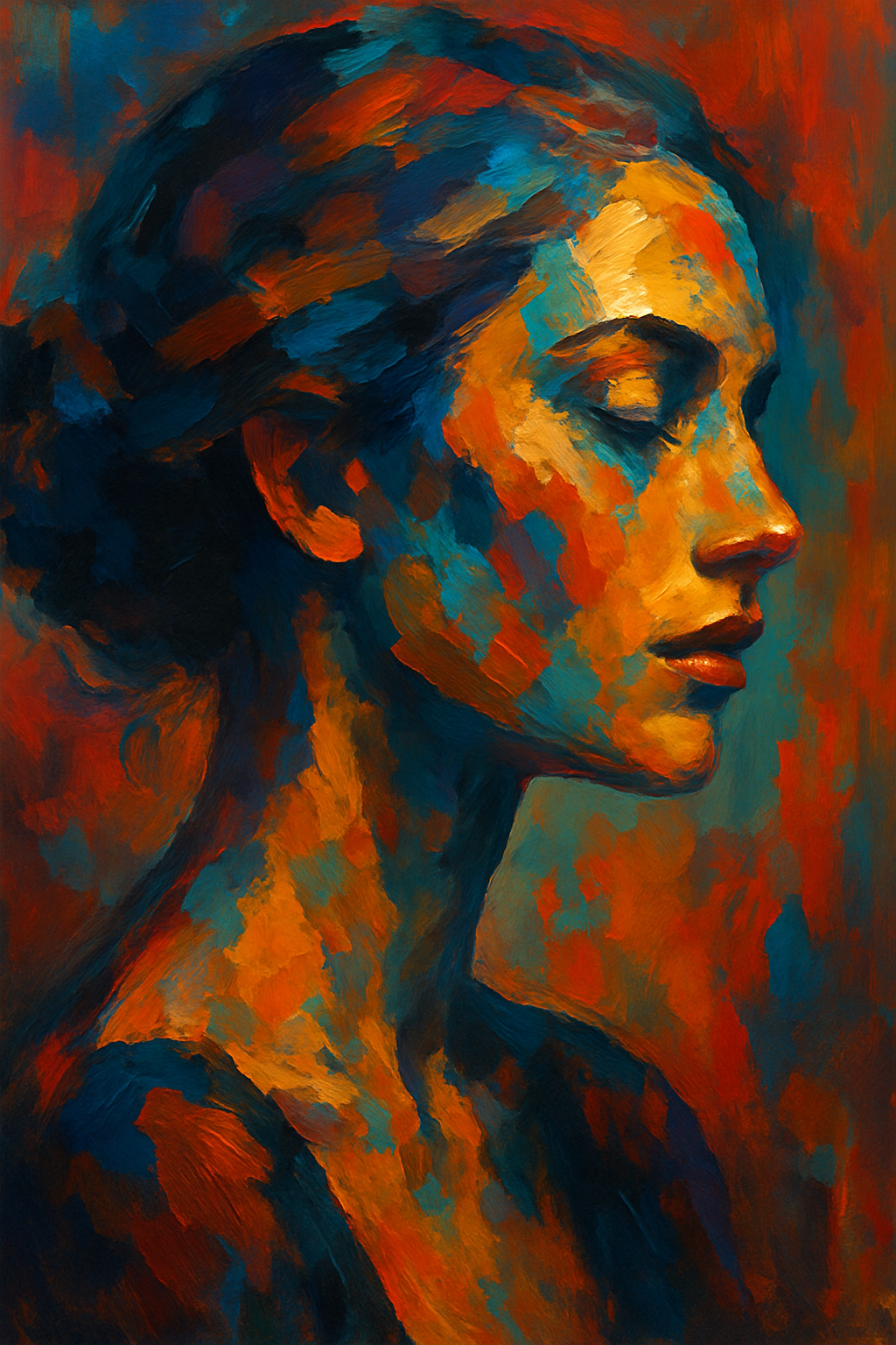 Silent Flame — Abstract Woman Portrait on Gallery Canvas