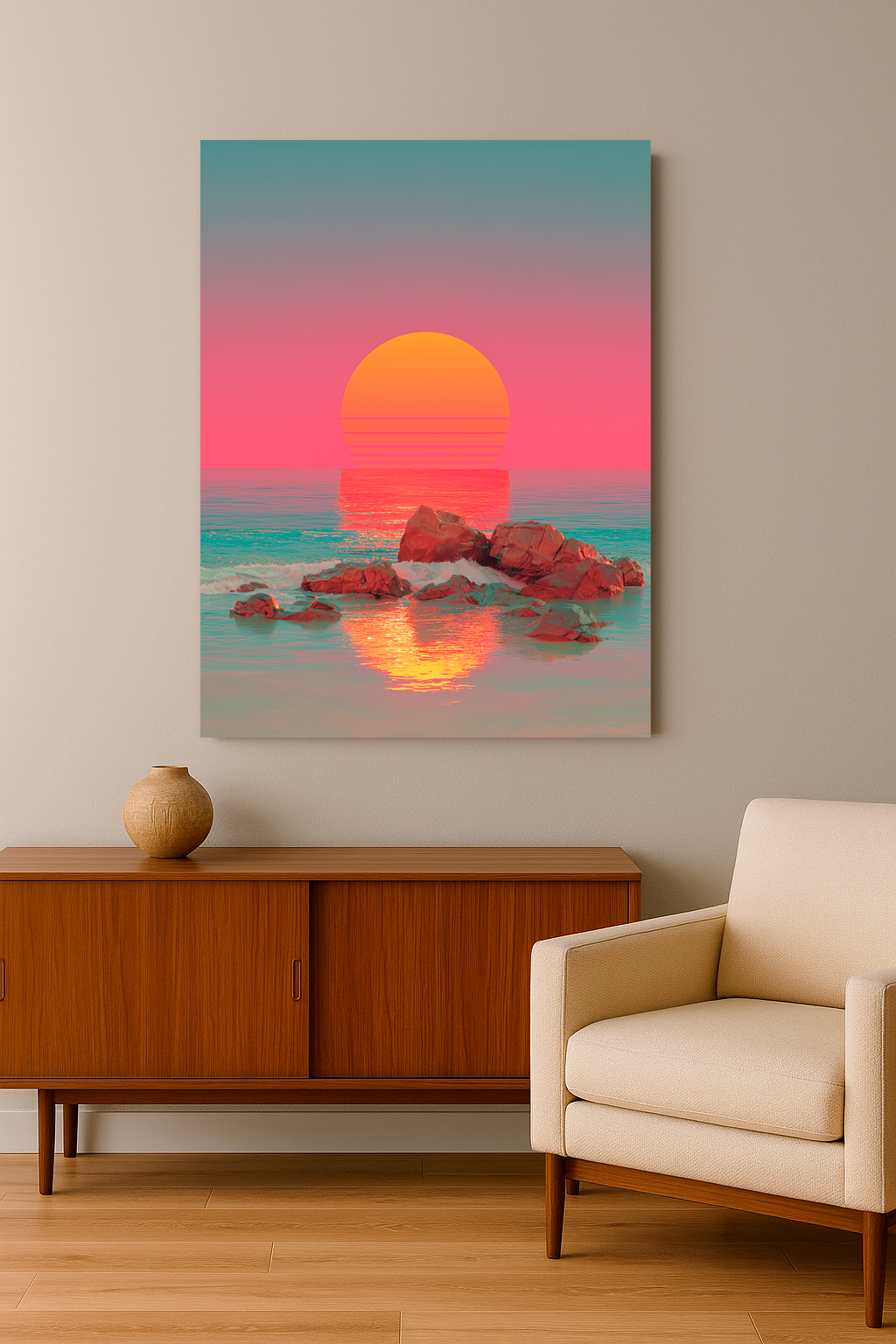 Still Glow – Vaporwave Sunset Wall Art