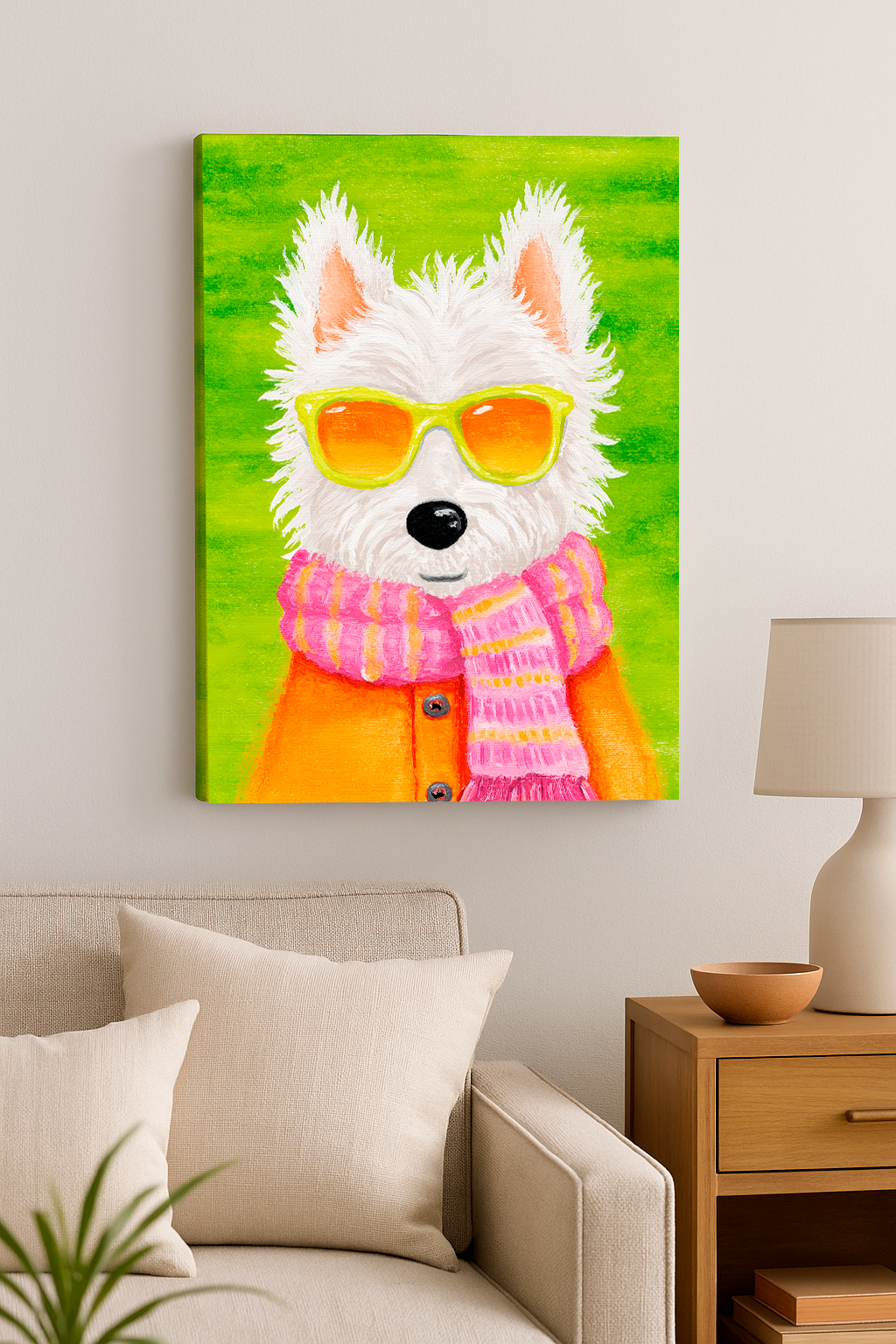 “Cool Pup Vibes” — Whimsical Dog with Sunglasses
