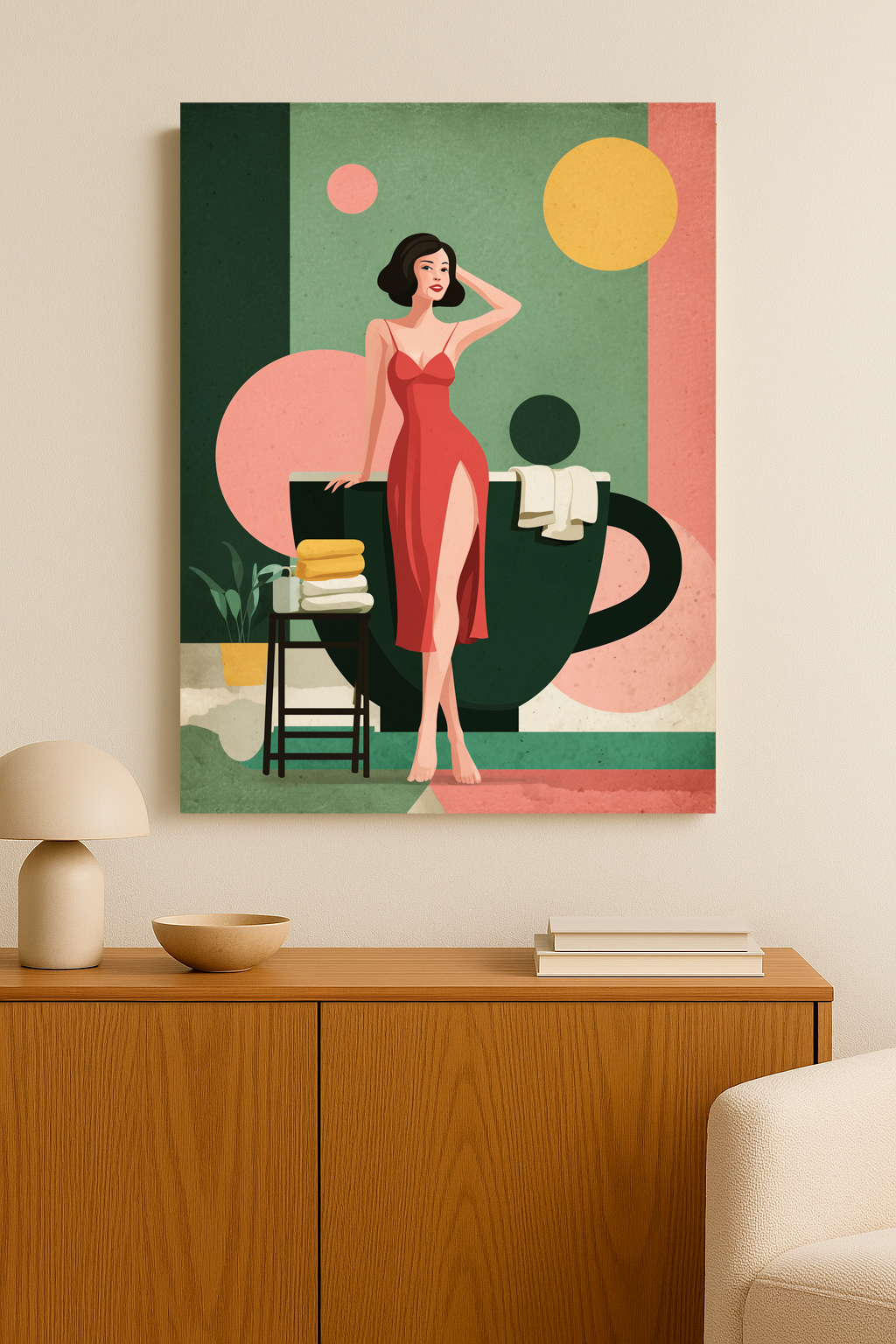 “Sunday Brew” — Retro Lady with Coffee Cup