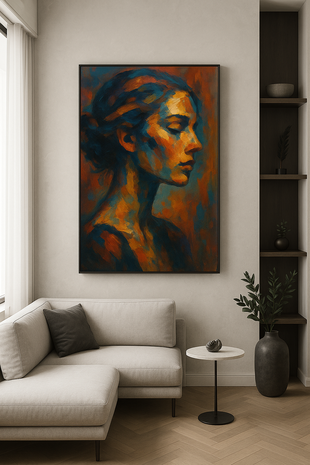 Silent Flame — Abstract Woman Portrait on Gallery Canvas