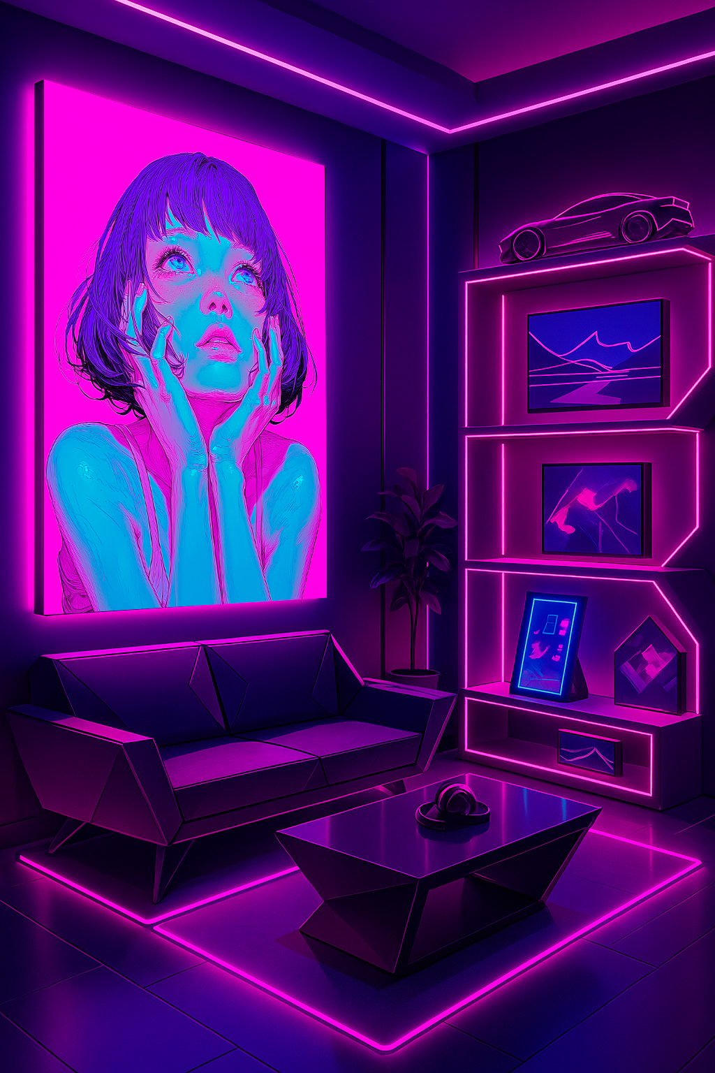 “Electric Glance” — Neon Anime Girl