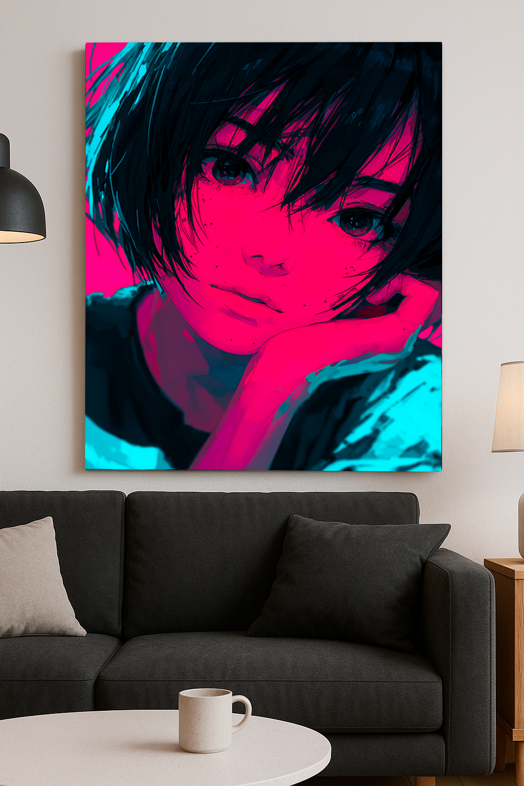 "Neon Reverie" – Dreamy Anime Girl Portrait
