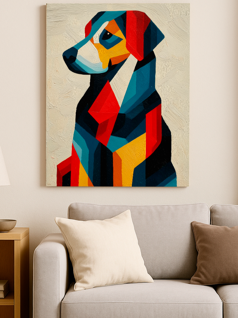 Geometric Dog Portrait – Abstract Modern