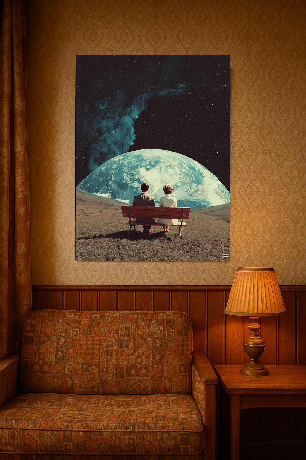 Stargazing Lovers — Retro Surreal Earthrise