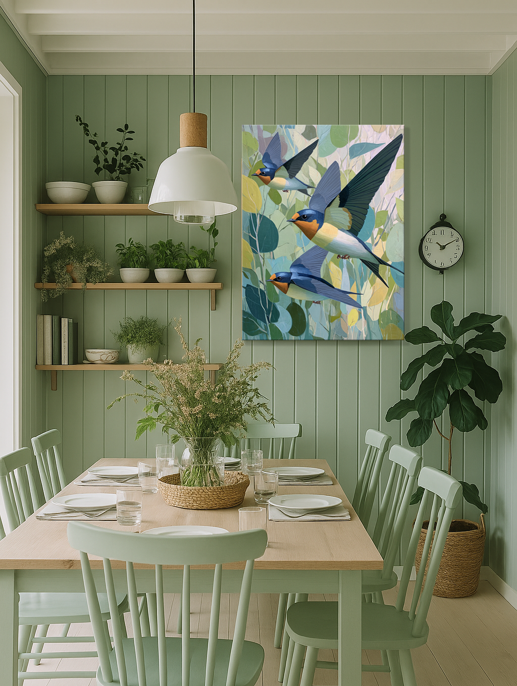 Vivid Swallows – Nature-Inspired Bird Canvas Print