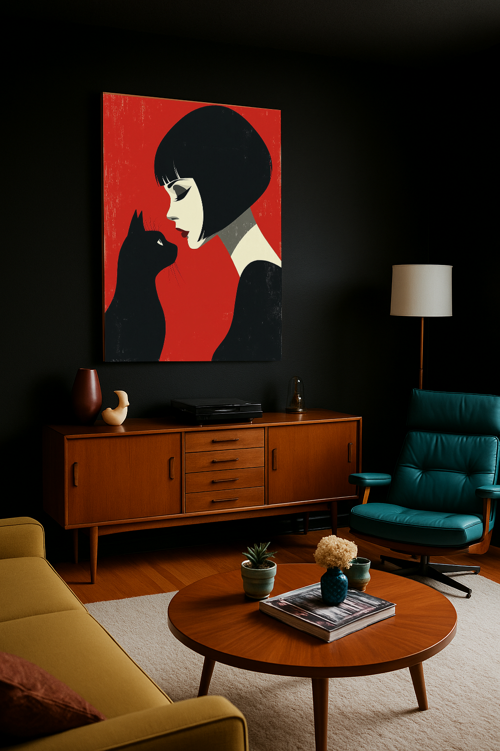 Femme & Feline – Minimalist Pop Art Wall Print