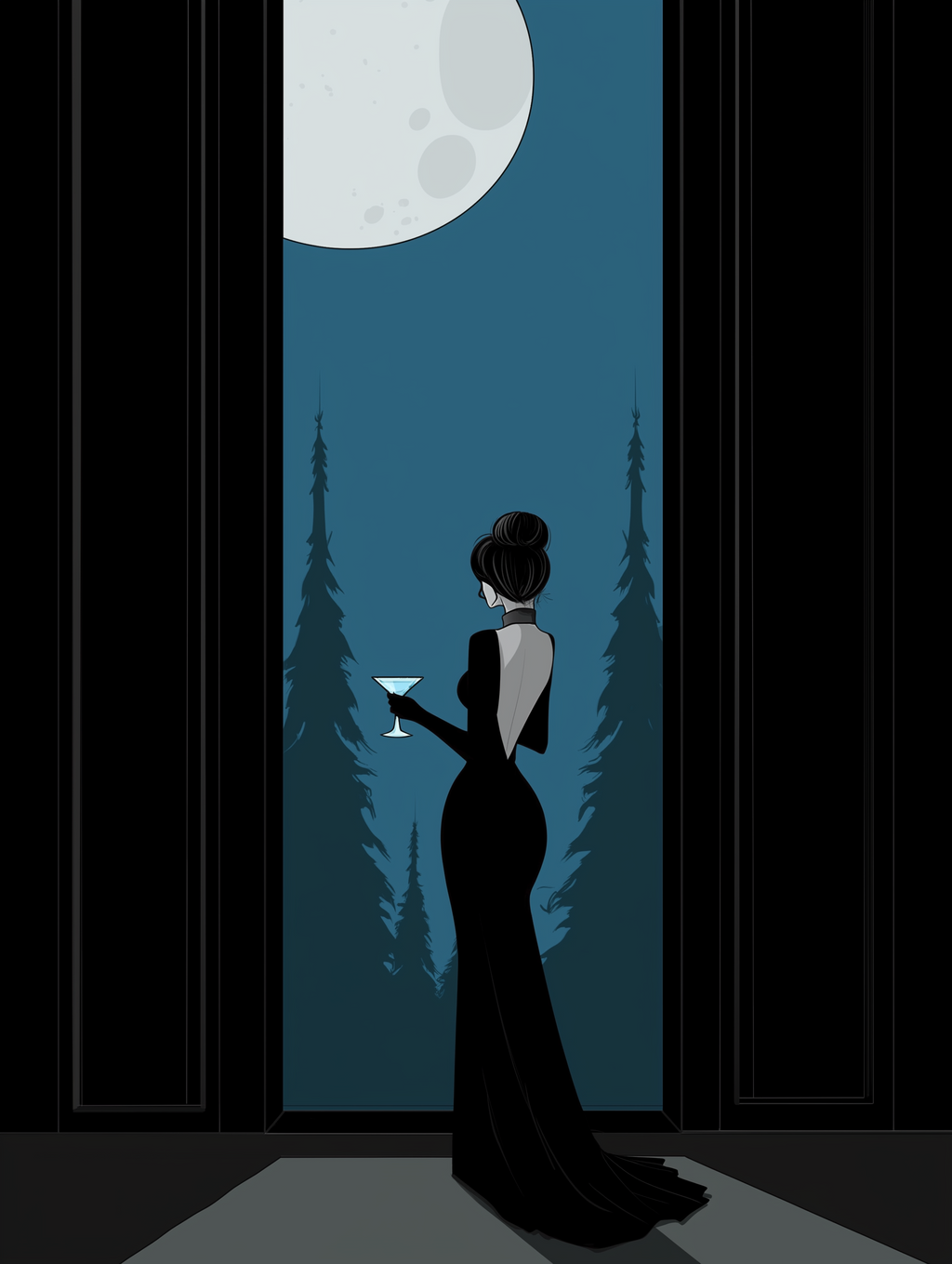 Moonlit Elegance – Noir Minimalist Wall Art