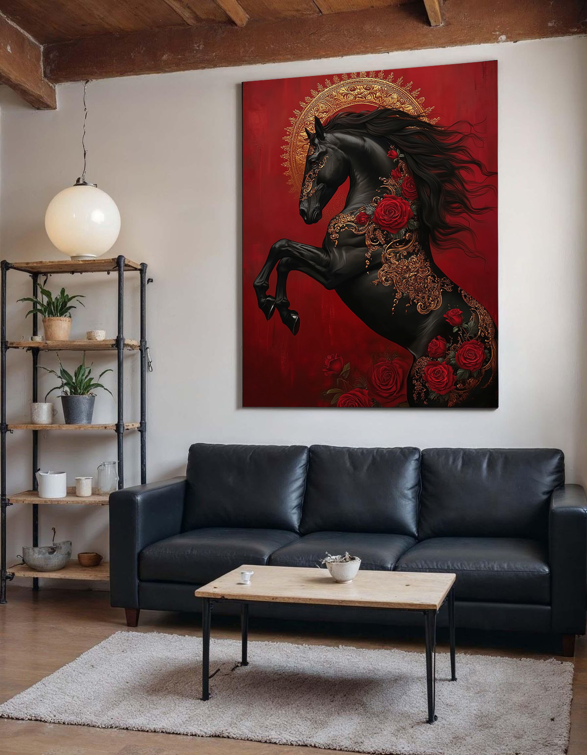 Majestic Black Stallion – Baroque Royal Horse Wall Art