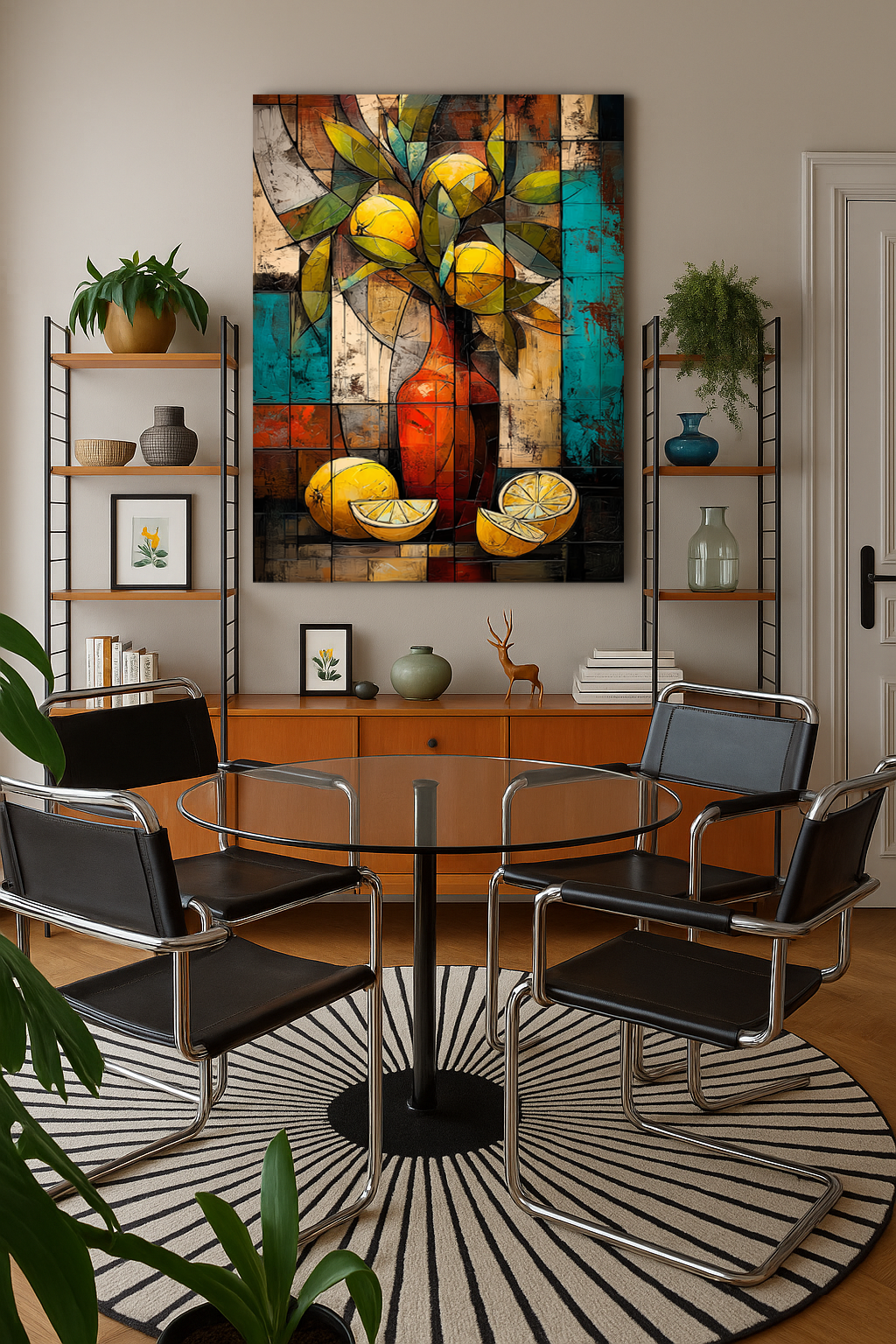 Citrus in Glass – Modern Cubist Still Life Wall Art