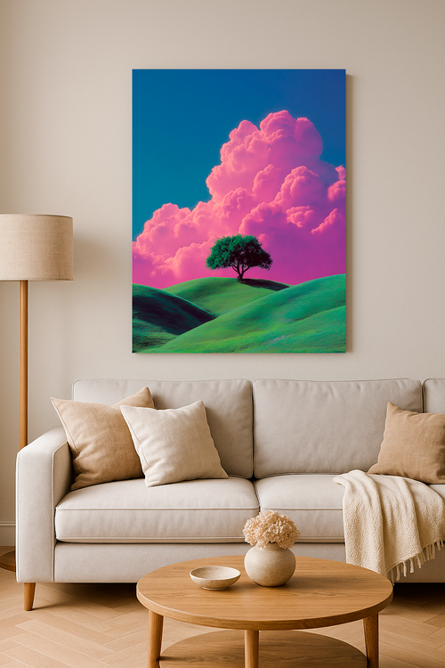 "Eternal Silence" — Surreal Pink Sky & Tree