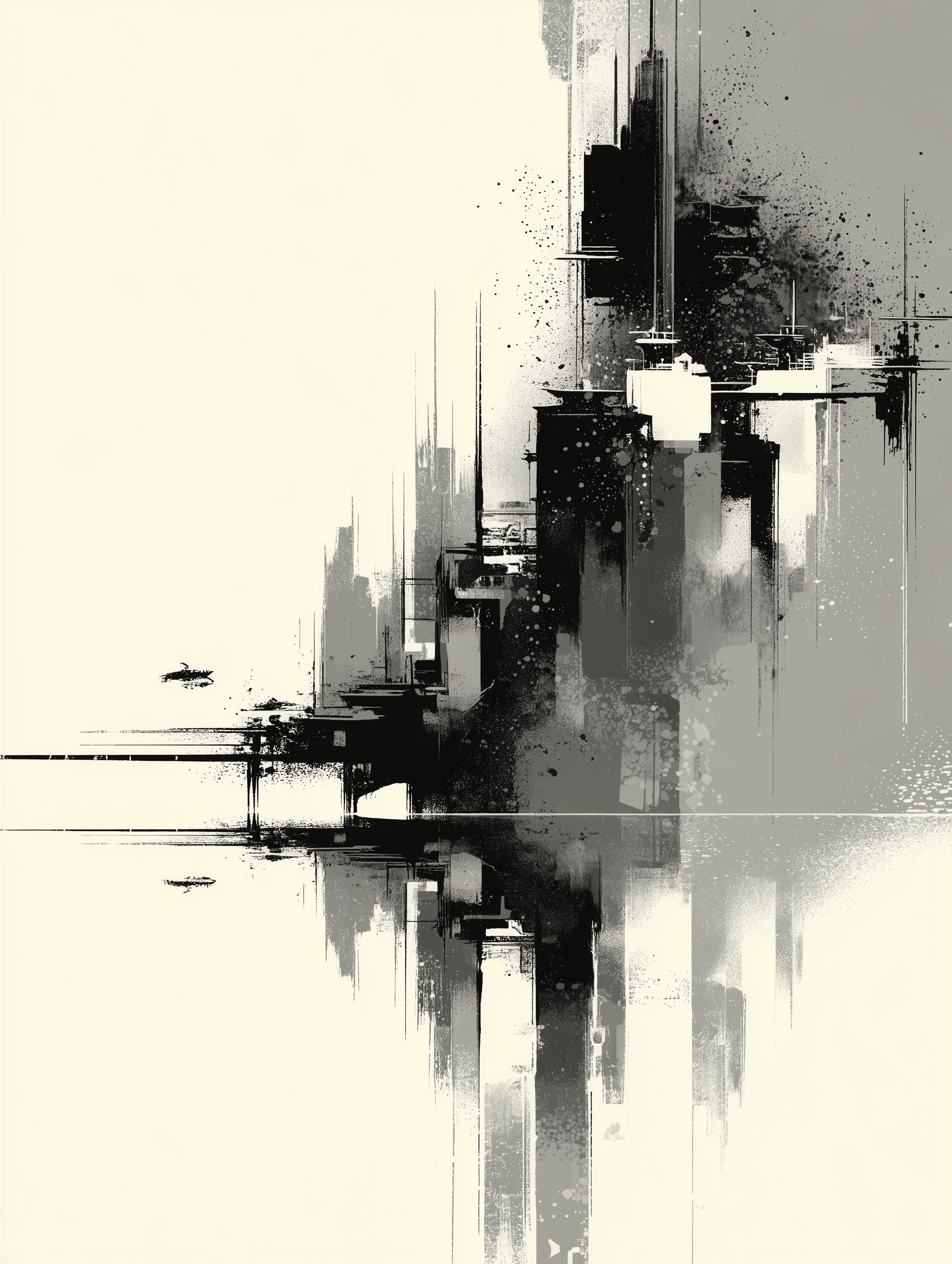 “Echo Form” — Monochrome Abstract Cityscape