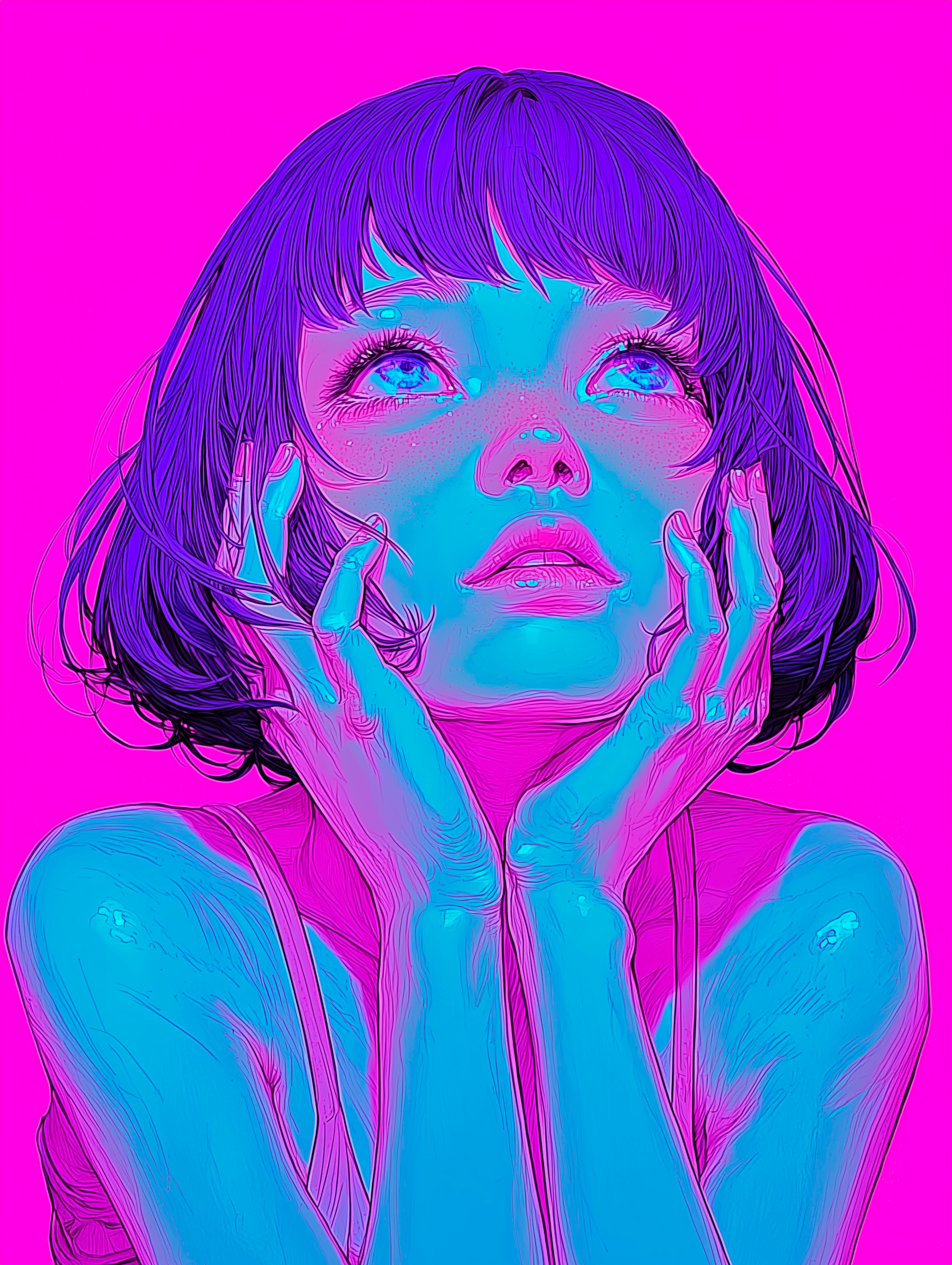 “Electric Glance” — Neon Anime Girl