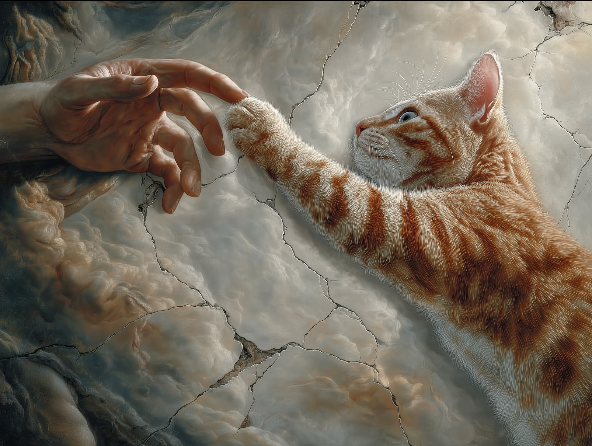 "The Paw of Creation" — Cat & Human Parody