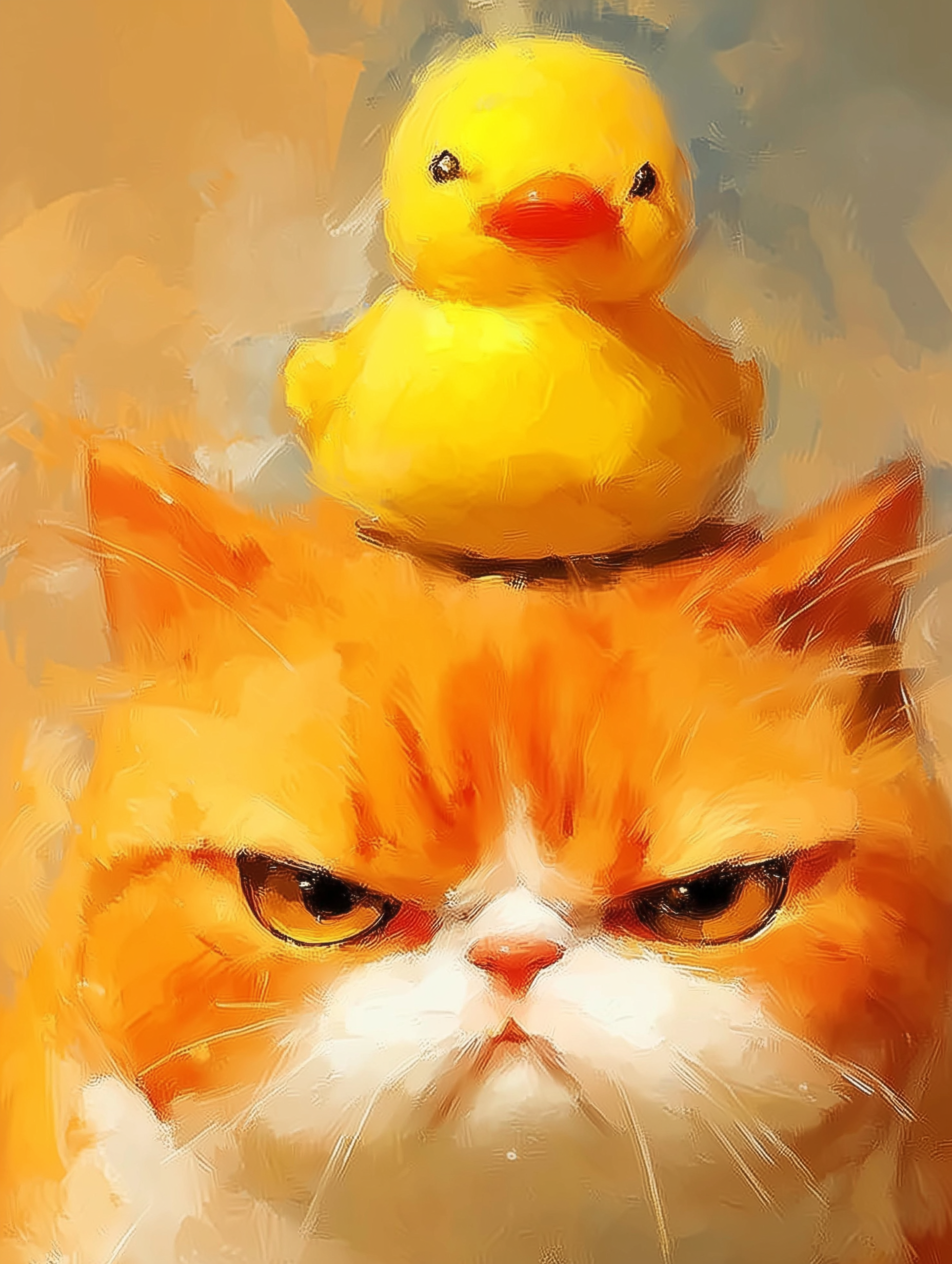 “Not Amused” — Grumpy Cat & Duck