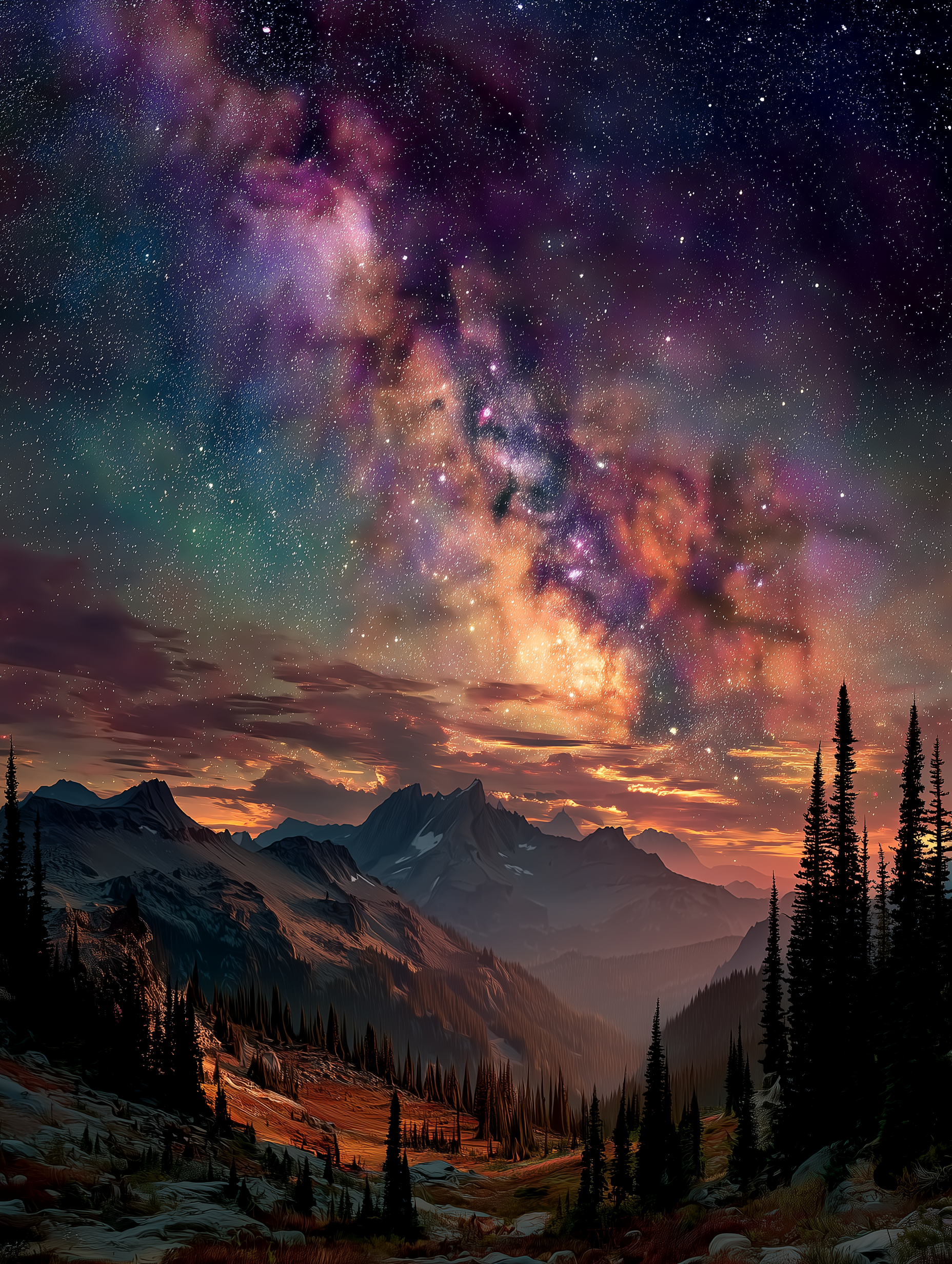 Celestial Overlook – Milky Way Mountain Landscape