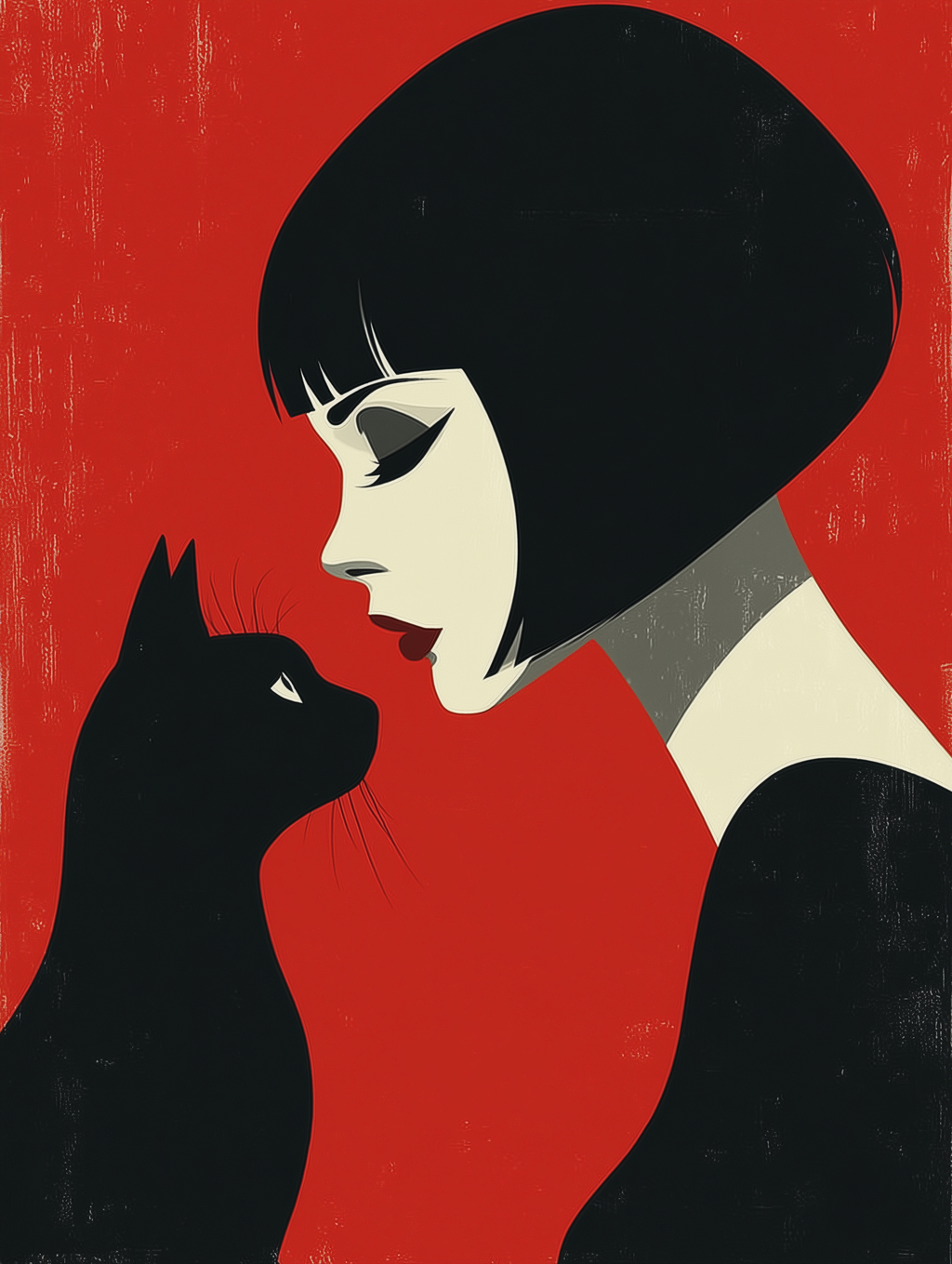 Femme & Feline – Minimalist Pop Art Wall Print