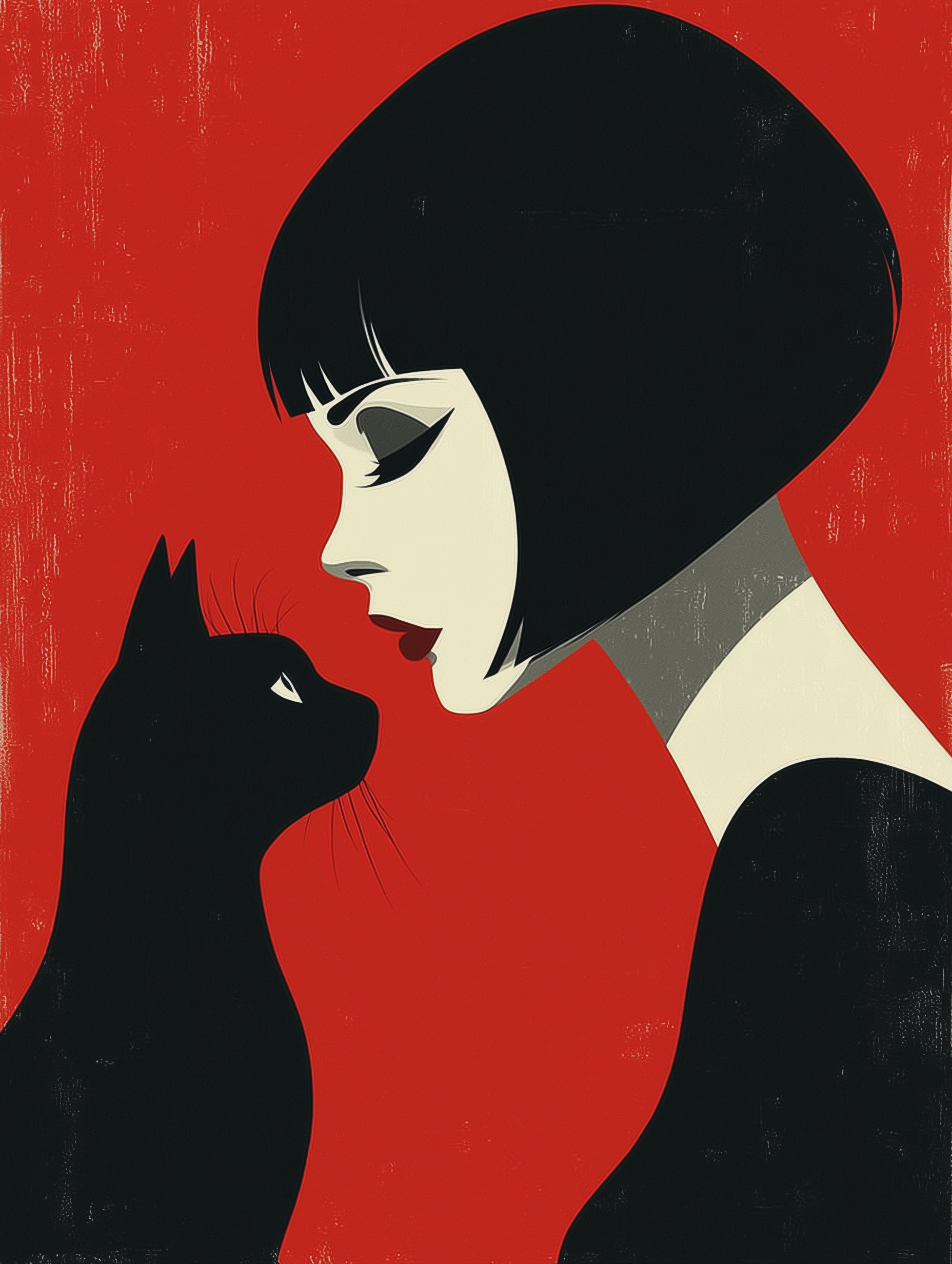 Femme & Feline – Minimalist Pop Art Wall Print