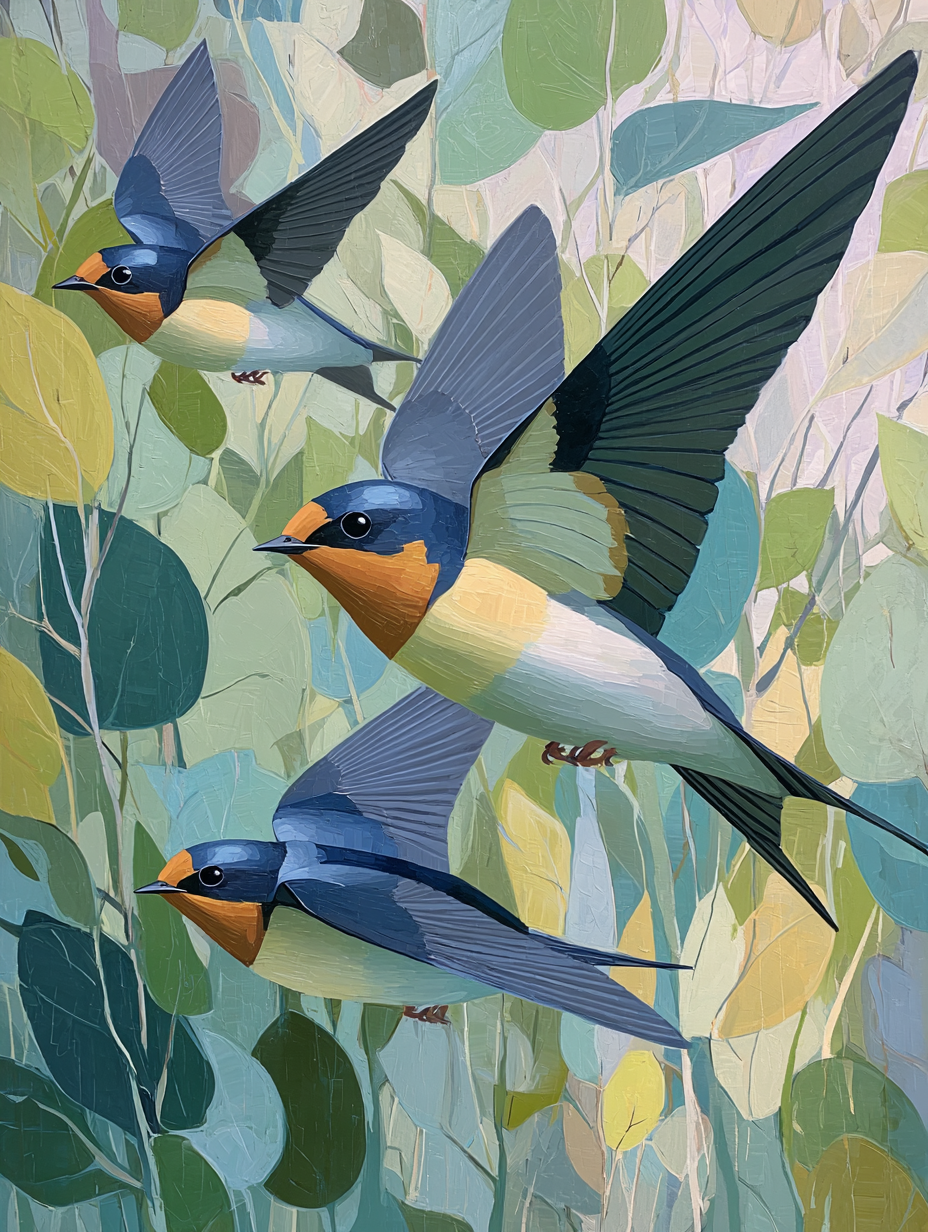 Vivid Swallows – Nature-Inspired Bird Canvas Print