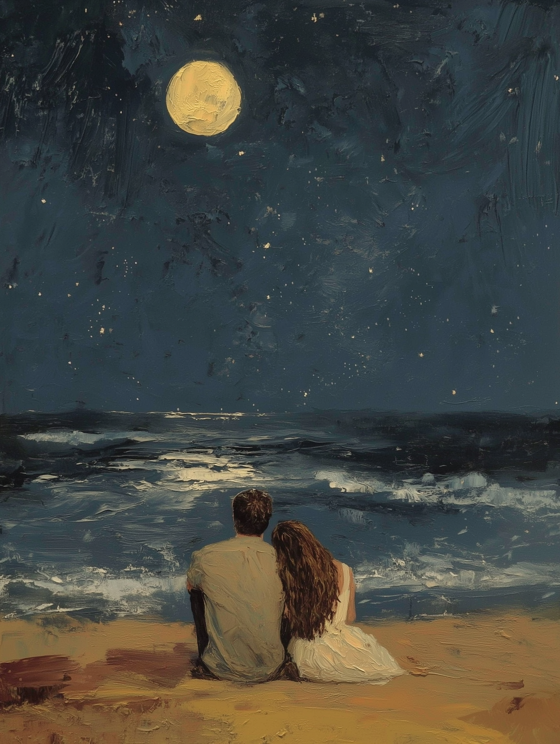Moonlit Embrace – Romantic Impressionist Wall Art