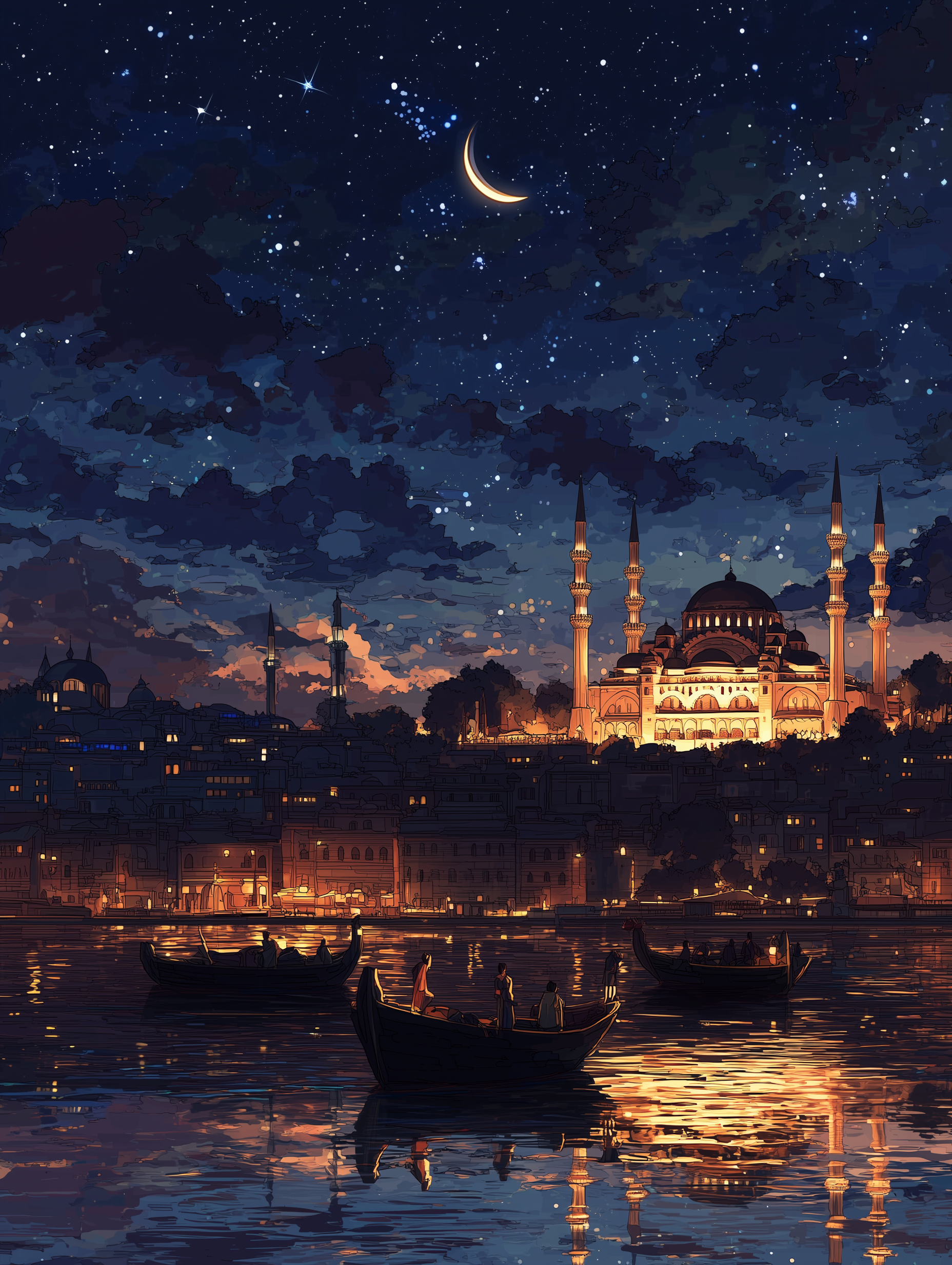Moonlit Istanbul – City of Minarets Wall Art