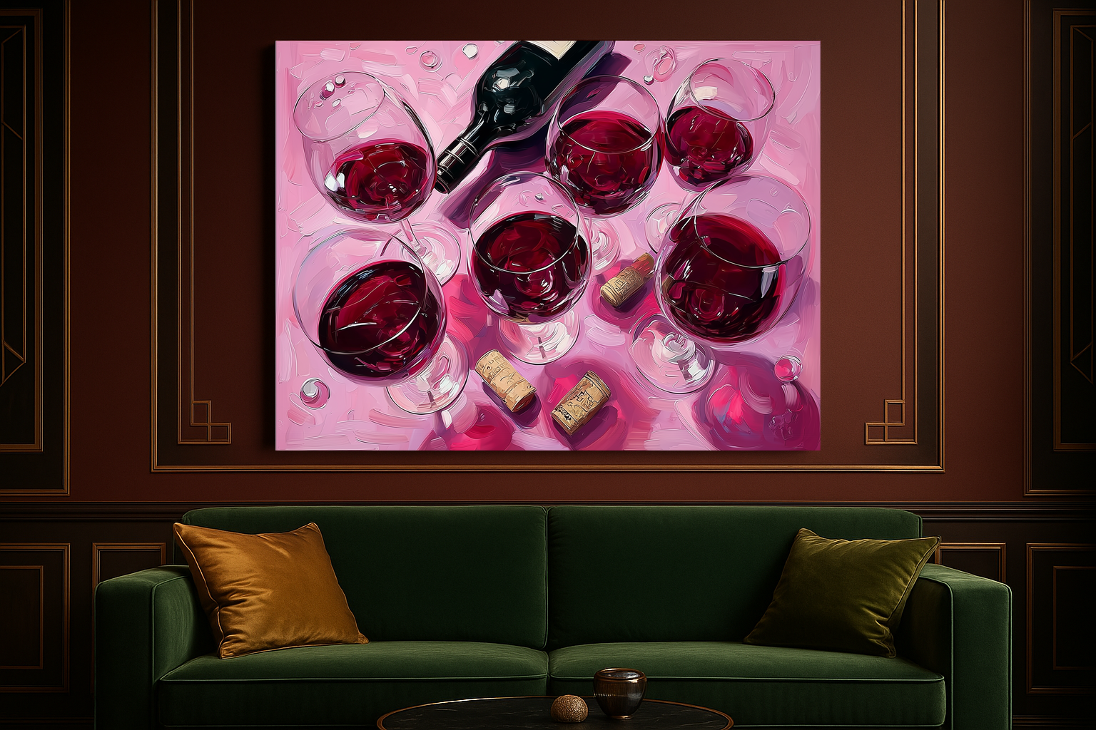 Crimson Celebration – Wine Glasses Still Life Canvas Wall Art